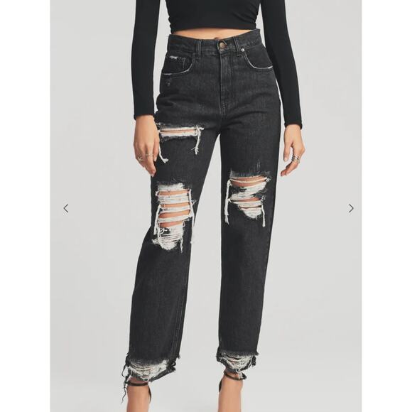 Retrofete Maggie Black Distressed Jeans Women's sz 28 - Picture 1 of 12
